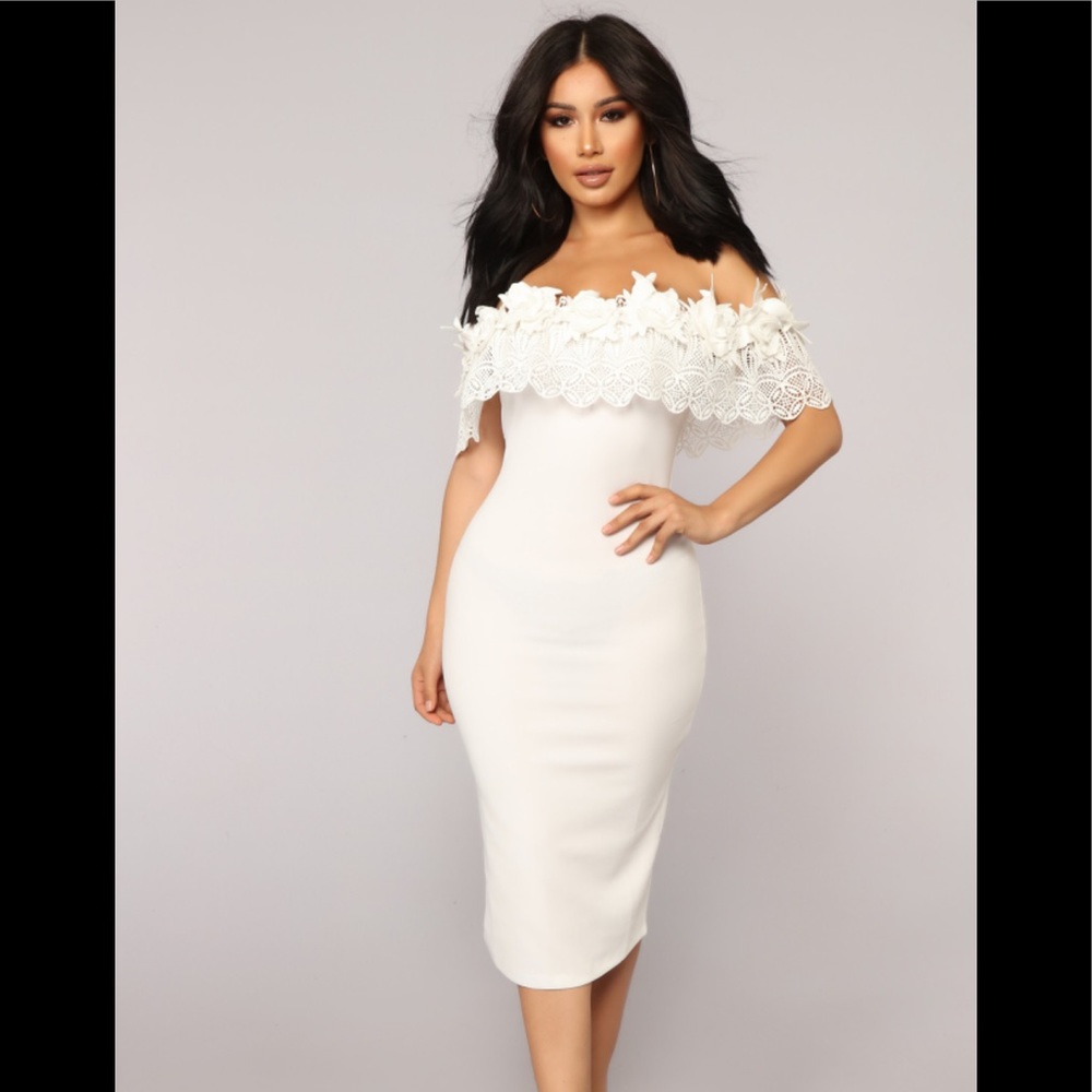 Fashion Nova white off the shoulder dress